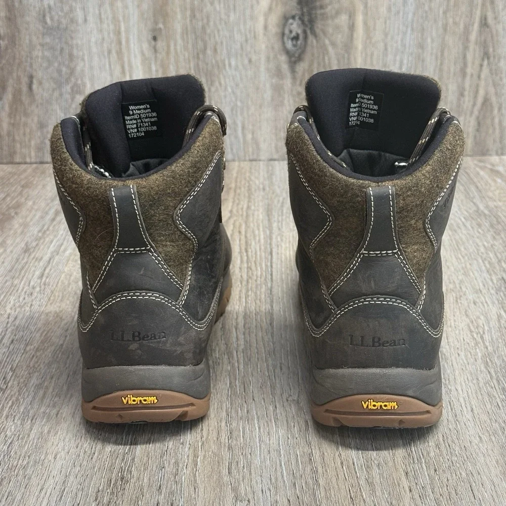 LL Bean Storm Chaser Boots Womens 9 Primaloft Waterproof Leather Upper Insulated